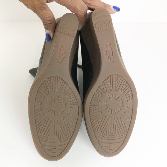 Ugg Brown leather Sherpa lined wedge ankle boots - Picture 3 of 10